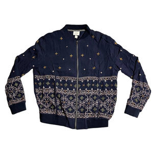 Knox Rose blue bomber style embroidered jacket